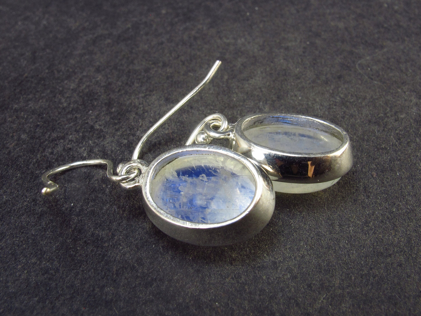 Cabochon Natural Moonstone 925 Sterling Silver Drop Earrings - 1.2" - 5.35 Grams