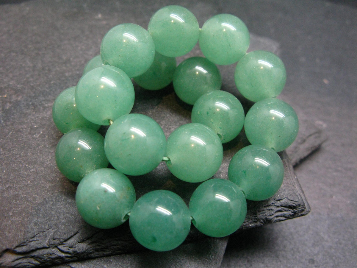 Green Aventurine Genuine Bracelet ~ 7 Inches ~ 12mm Round Beads