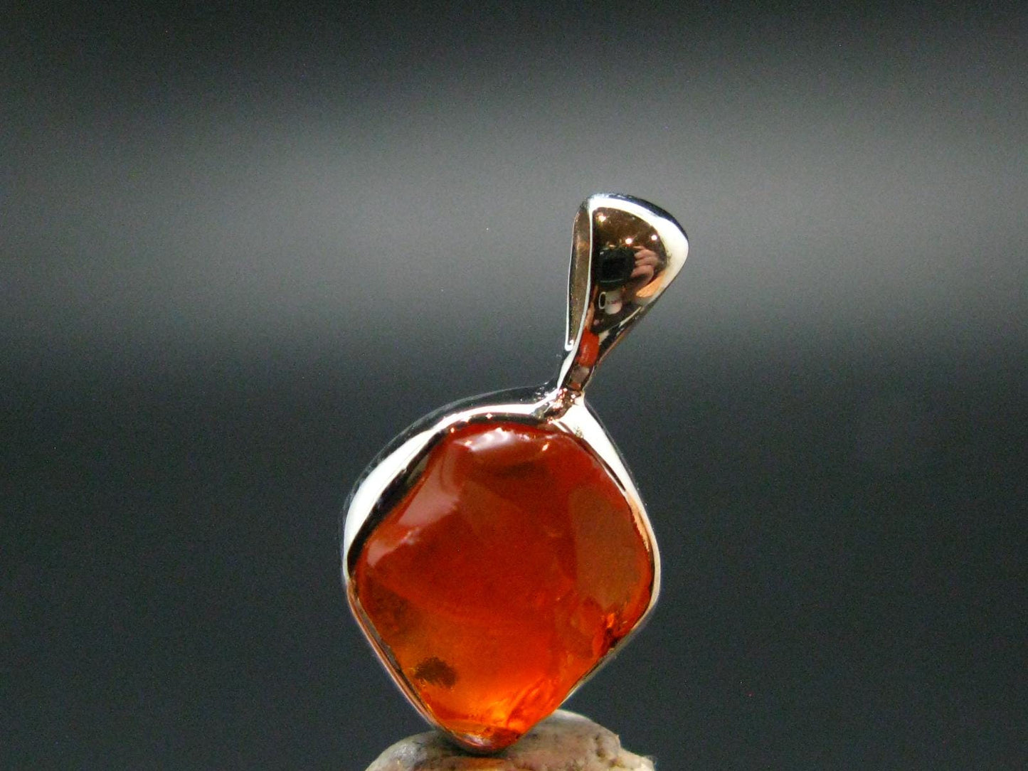 Raw Fire Opal Sterling Silver Pendant From Mexico - 0.7" - 1.0 Grams