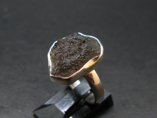 Rare Cintamani Pseudotektite Ring from Indonesia - 4.14 Grams, Size 8