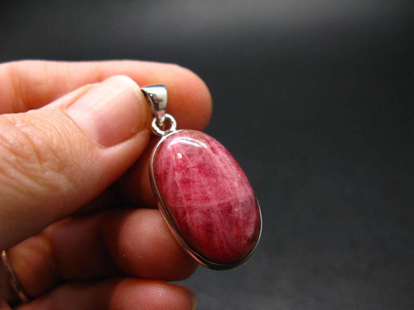 Rare Pink Tugtupite Sterling Silver Pendant From Greenland - 1.4" - 5.31 Grams