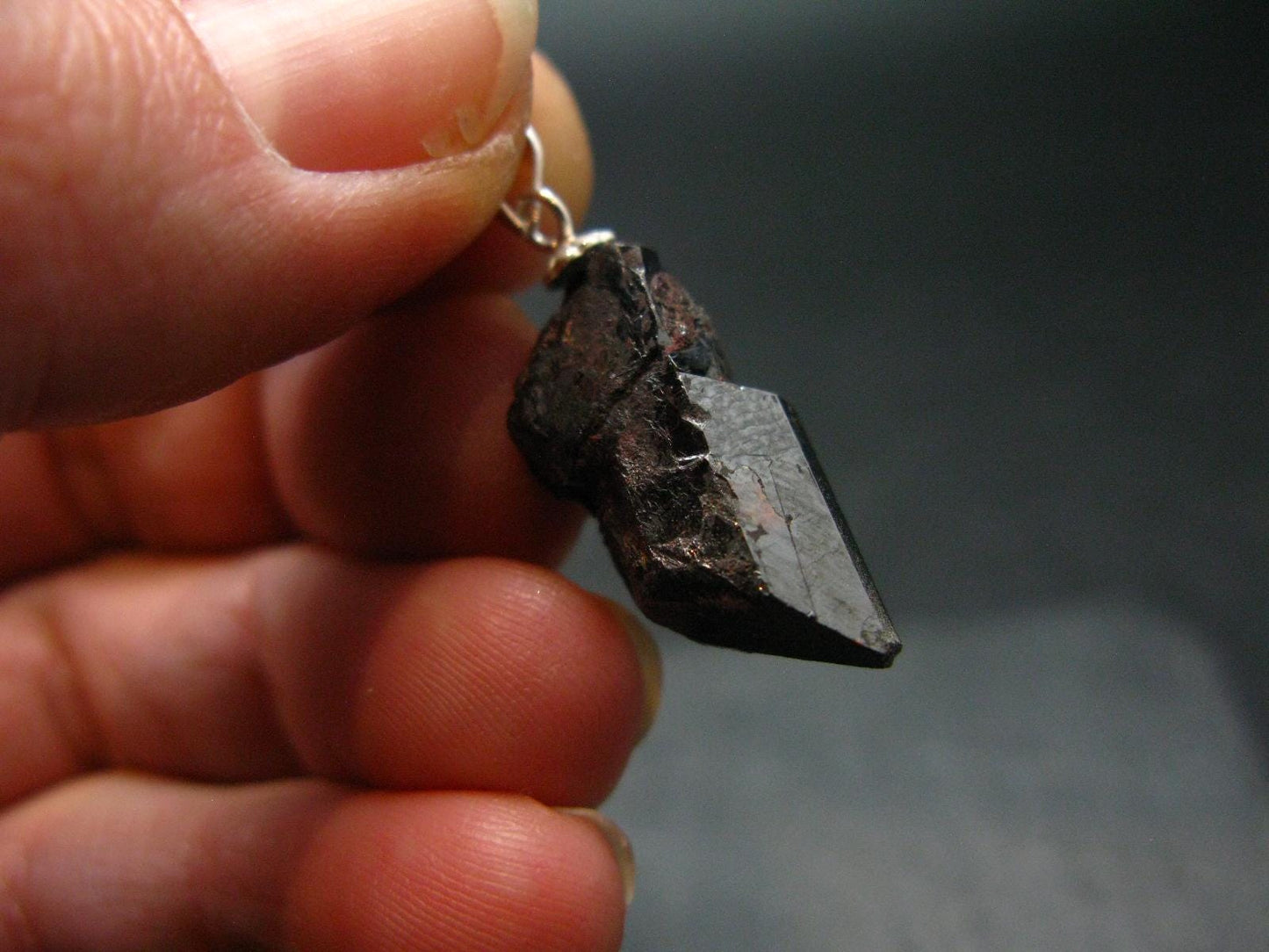 Natural Titanium Gem!! Rare Rutile Crystal Silver Pendant from Brazil - 1.1" - 3.98 Grams