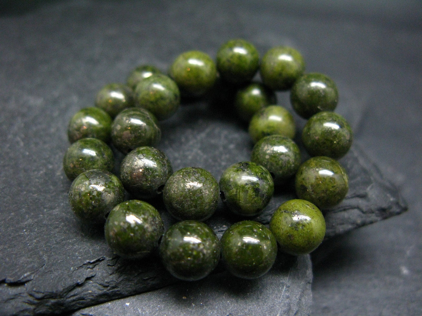 Epidote Genuine Bracelet ~ 7 Inches ~ 8mm Round Beads