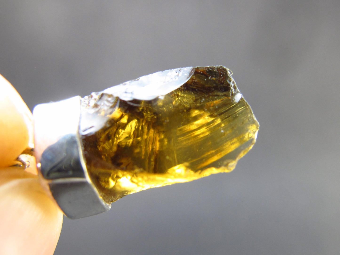 Natural Unheated Citrine Sterling Silver Pendant from Zambia - 1.1" - 2.38 Grams