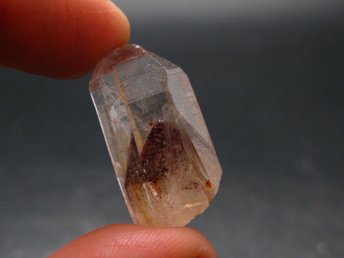 Phantom Hematite in Quartz Crystal From India - 1.0" - 6.62 Grams