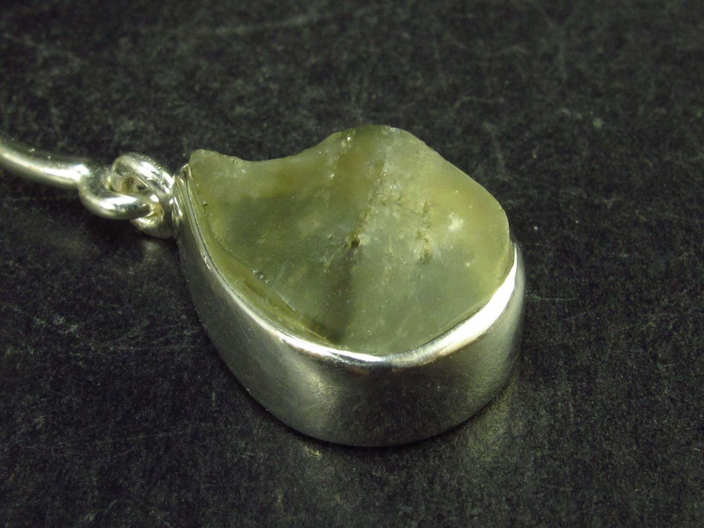 Gem Libyan Desert Glass Tektite Sterling Silver Pendant from Libya - 2.4" - 9.4 Grams