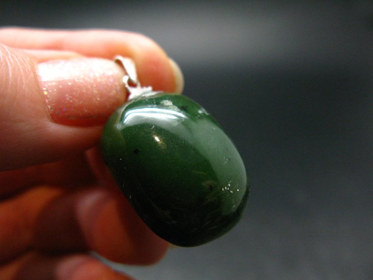 Nephrite Jade Cabochon Pendant From Canada - 1.2" - 6.88 Grams