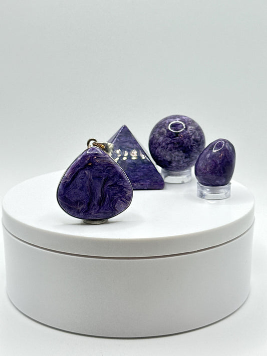 Charoite Sterling Silver Pendant – Teardrop Shape - 11.41 Grams