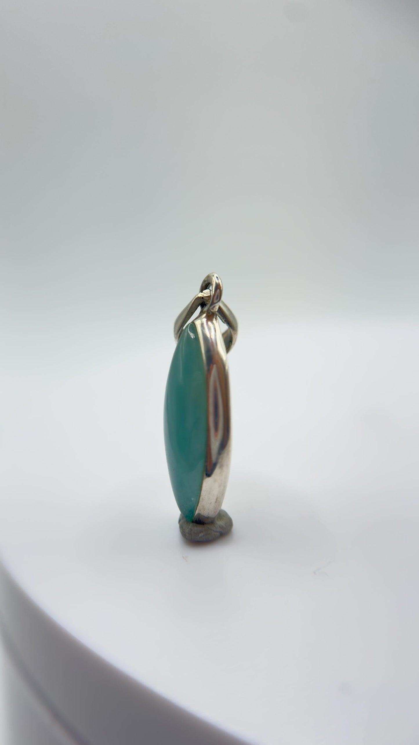 Grandidierite Pendant Marquise Cabochon Blue Green Gemstone Silver Necklace Natural Crystal Jewelry