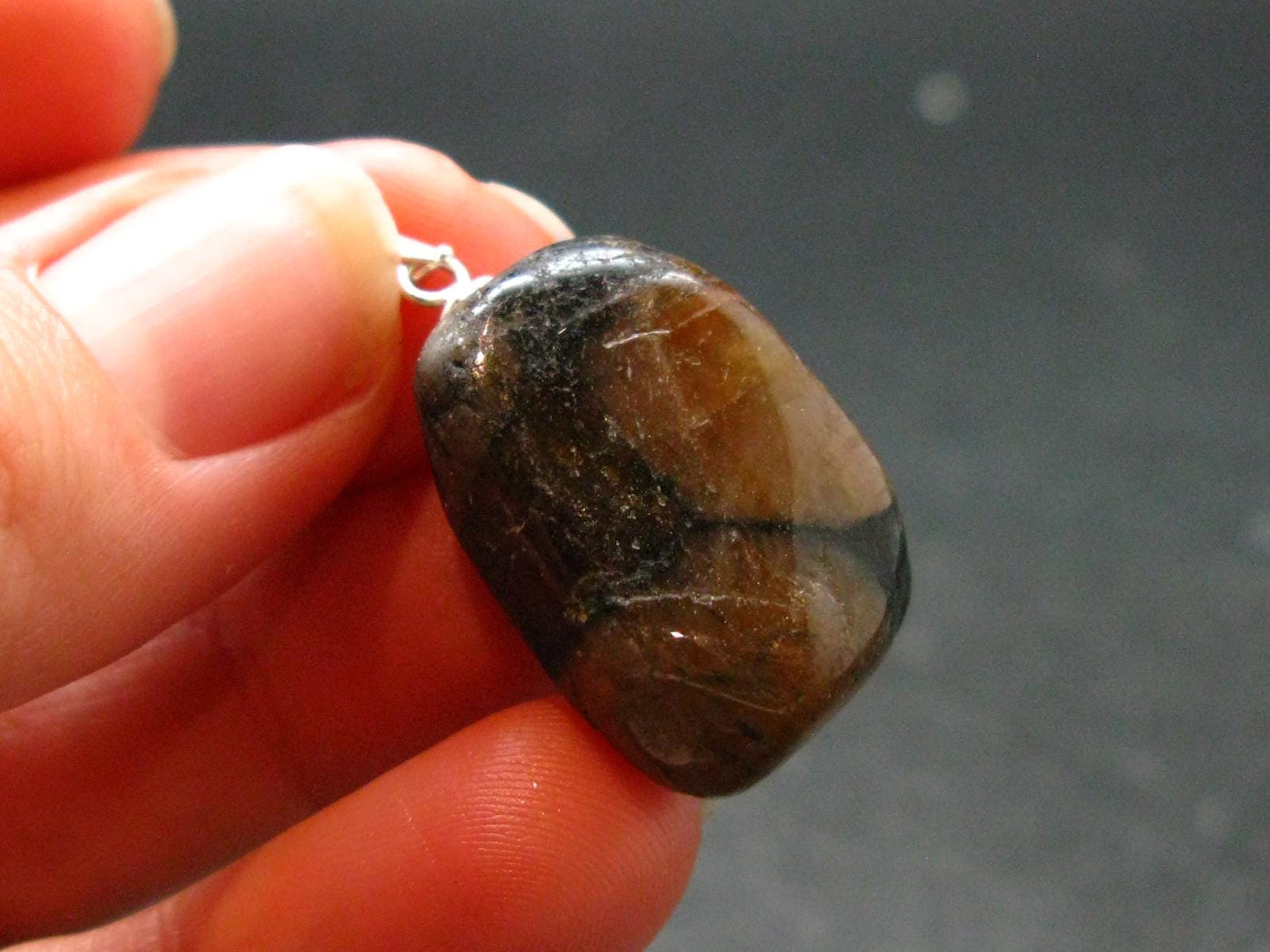 Perfect Cross-Shaped Andalusite (Variety of Chiastolite) Polished Silver Pendant from China - 1.2" - 7.95 Grams
