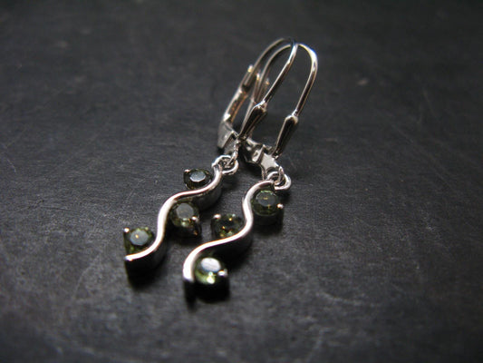 Moldavite Tektite Silver Earrings from Czech Republic - 2.68 Grams