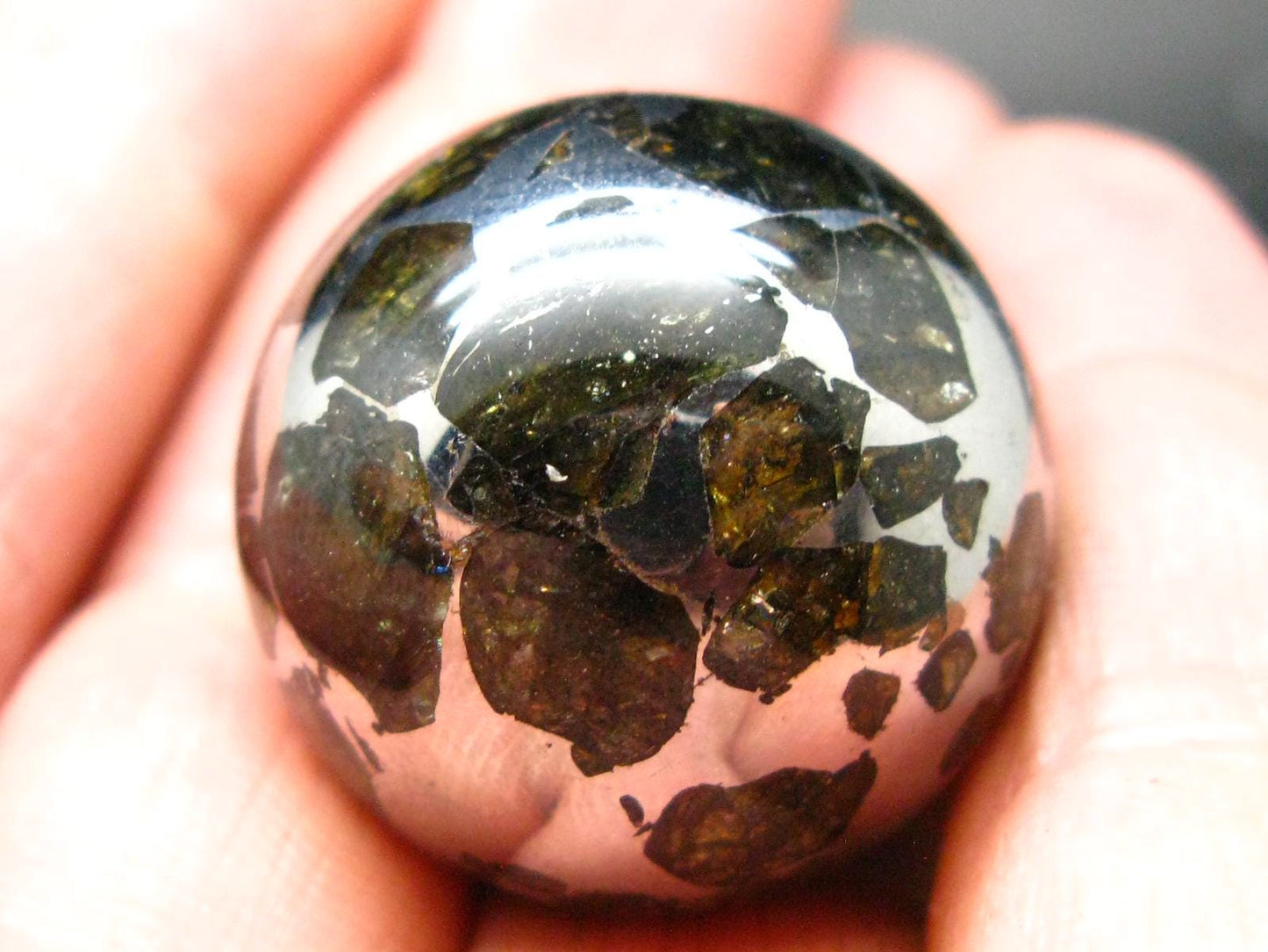 Large Seymchan Meteorite Pallasite Olivine Sphere Ball From Russia - 1.1" - 51.19 Grams