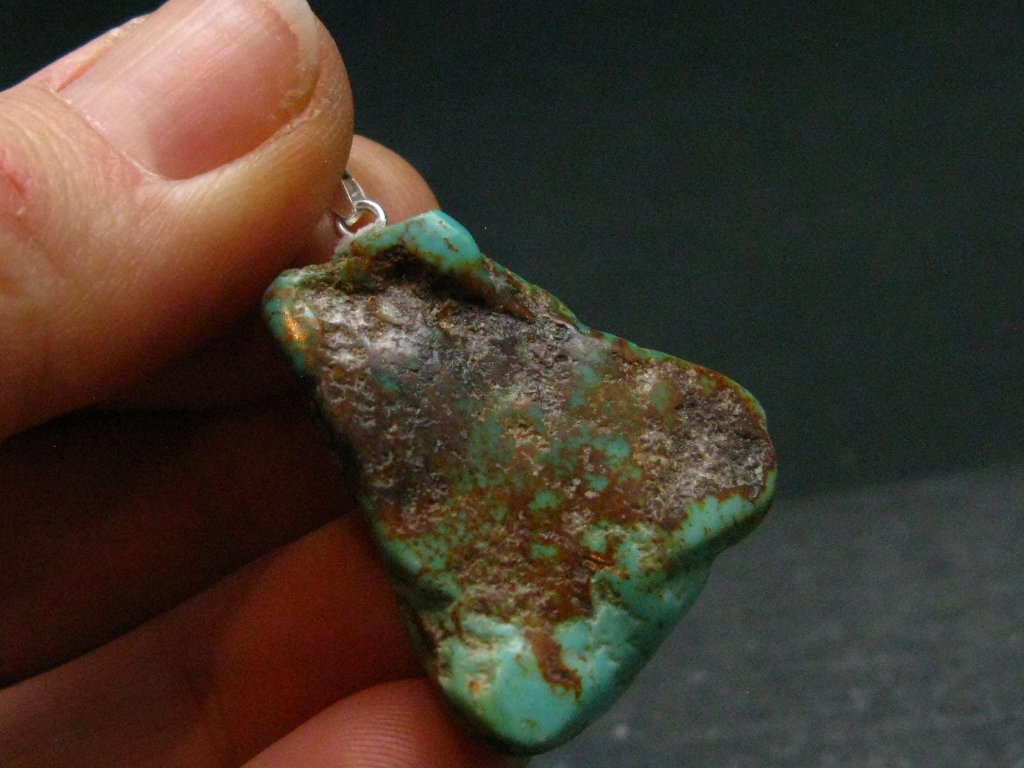 Genuine Turquoise Silver Pendant From Sleeping Beauty Arizona - 1.2" - 6.53 Grams