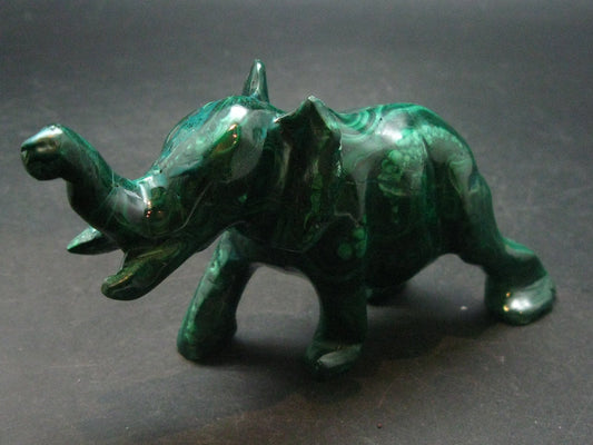 Rich Vivid Vibrant Green Malachite Elephant Carving From Congo - 4.4"