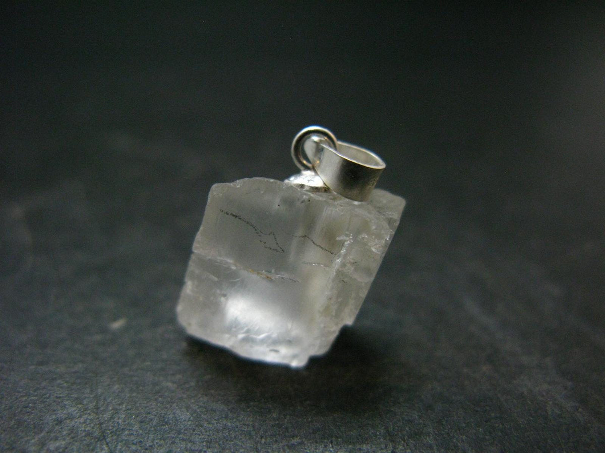 Clear Petalite Crystal Silver Pendant from Brazil - 0.8" - 2.0 Grams