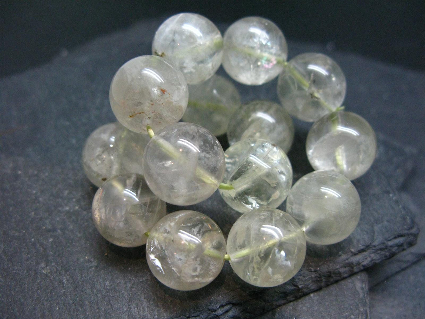 Sanidine Gold Labradorite Genuine Bracelet ~ 7 Inches ~ 15mm Round Beads
