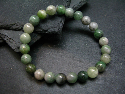 Green Garnet Tsavorite Genuine Bracelet ~ 7 Inches ~ 8mm Round Beads
