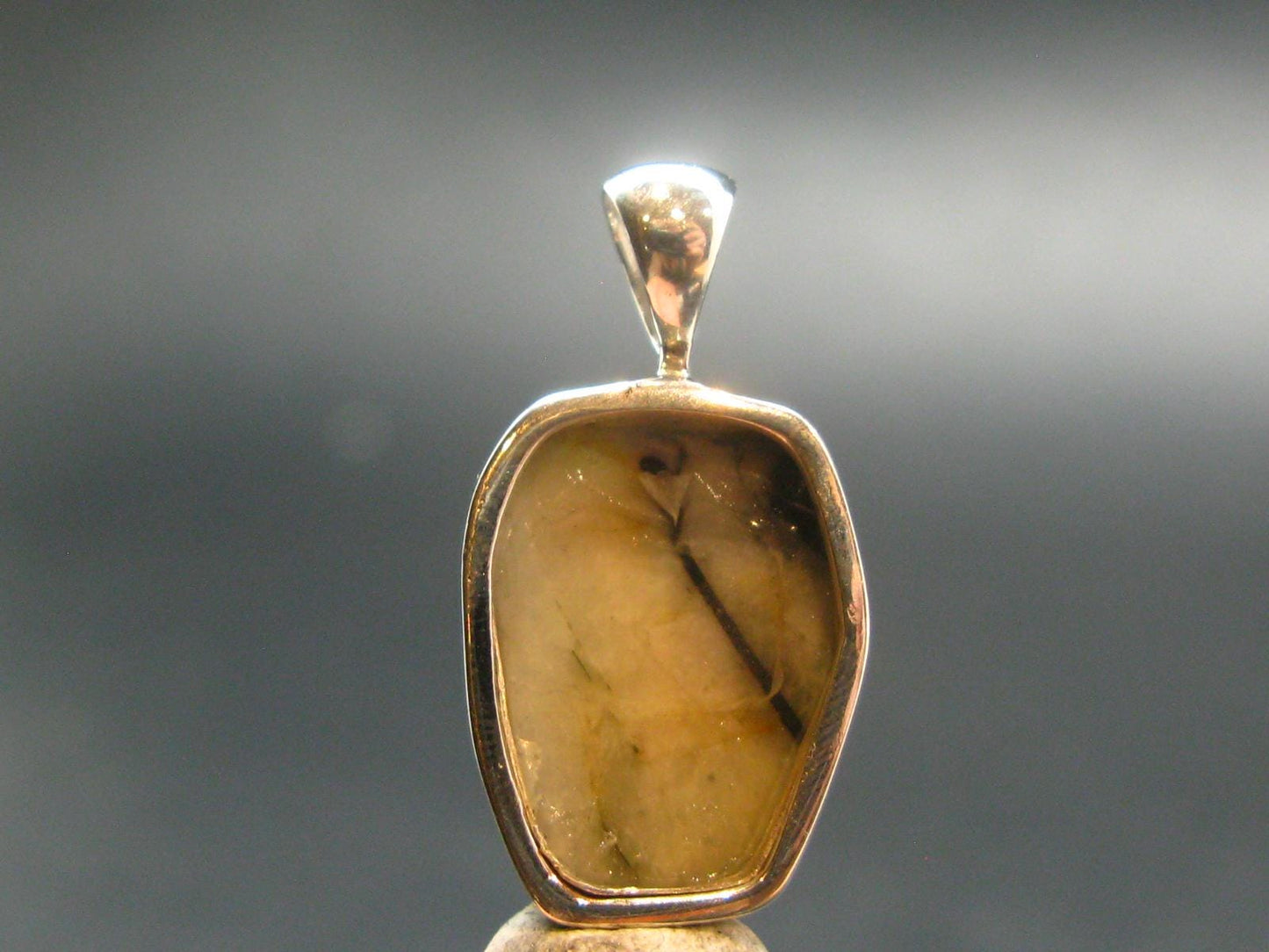 Phenakite Phenacite Silver Pendant from Brazil - 1.0 Inches - 3.34 Grams