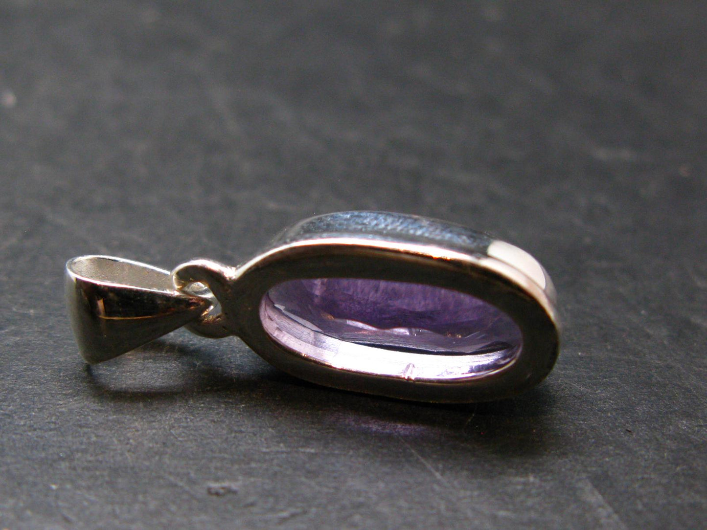 Large Genuine Rich Purple Amethyst Sterling Silver Pendant From Brazil - 1.0" - 3.25 Grams