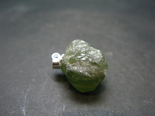 Green Tourmaline Crystal Silver Pendant - 2.3" - 4.91 Grams