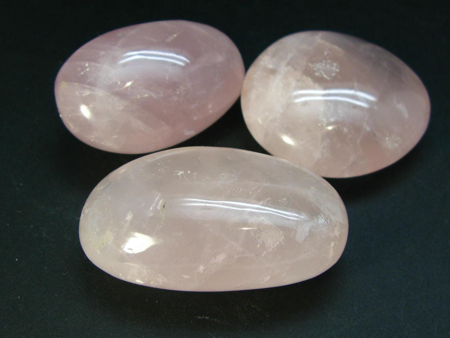 Lot of Three Rose Quartz Polished Palmstone From Madagascar