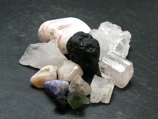 Synergy 12 Set Phenakite Moldavite Natrolite Petalite Danburite Tektite Scolecite Herderite Tanzanite Brookite 68.63 Gr