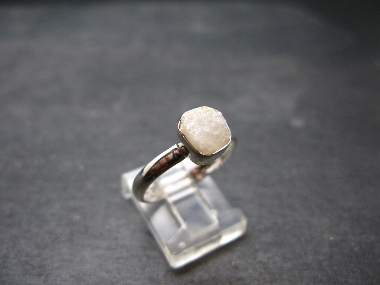Very Rare White Cryolite 925 Silver Ring from Greenland - Size 8 - 2.0 Grams