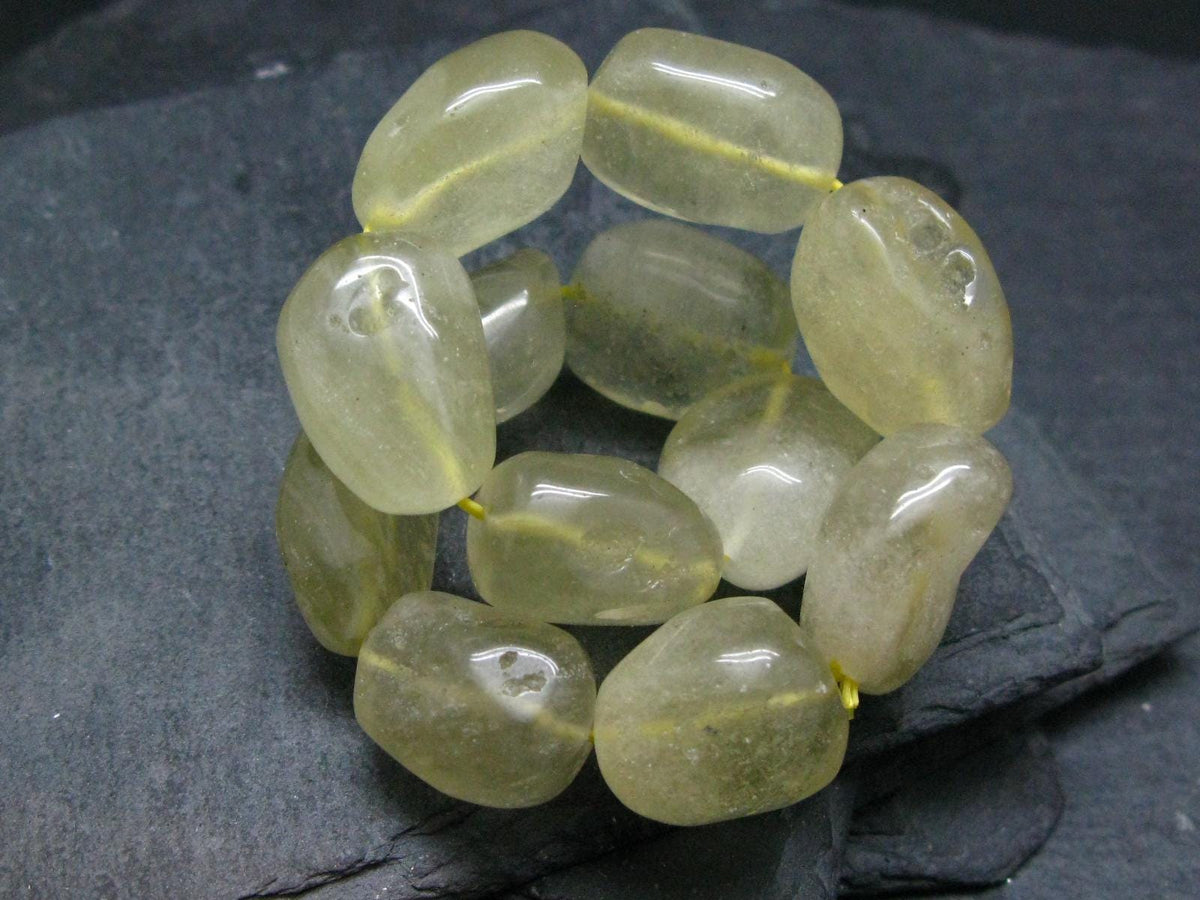 Libyan Tektite Glass Genuine Bracelet ~ 7.5 Inches ~ 18mm Tumbled Beads