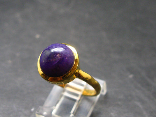 Sugilite Silver Gold Plated Ring From South Africa - 3.73 Grams - Size 8.25