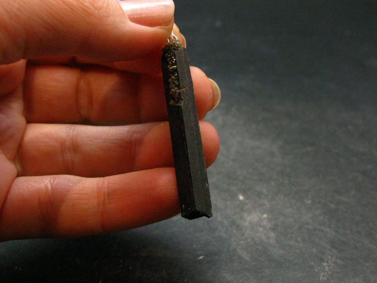 Aegirine Crystal Silver Pendant From Malawi - 1.8" - 4.13 Grams
