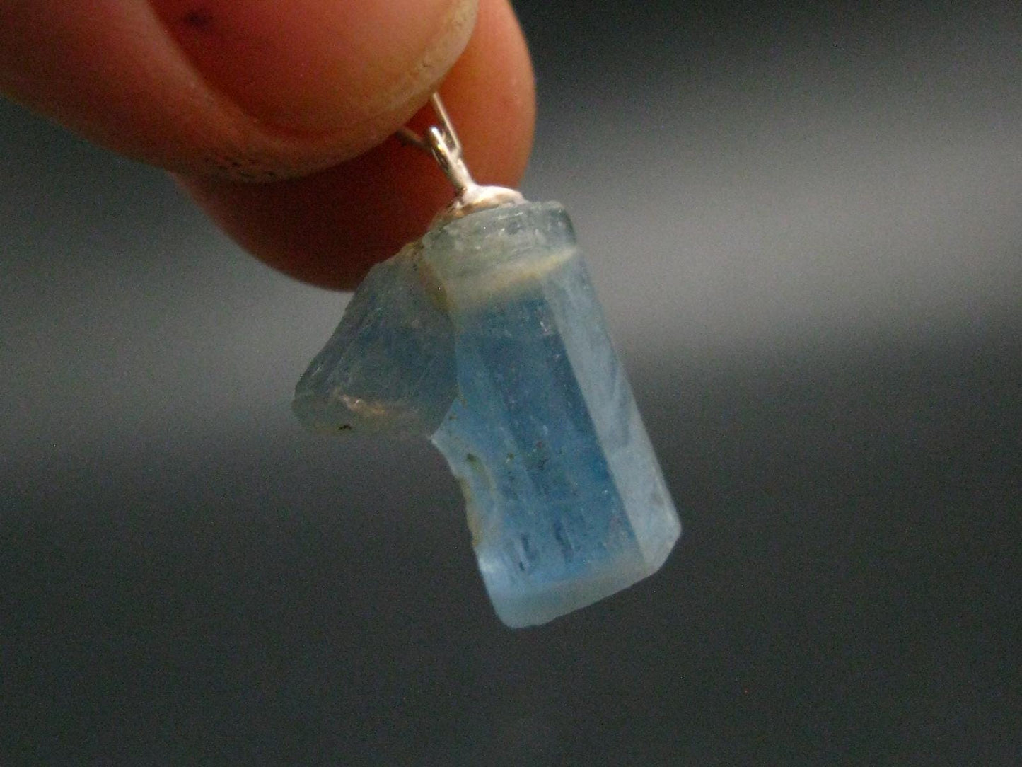 Aquamarine Crystal Silver Pendant From Vietnam - 0.9" - 2.21 Grams