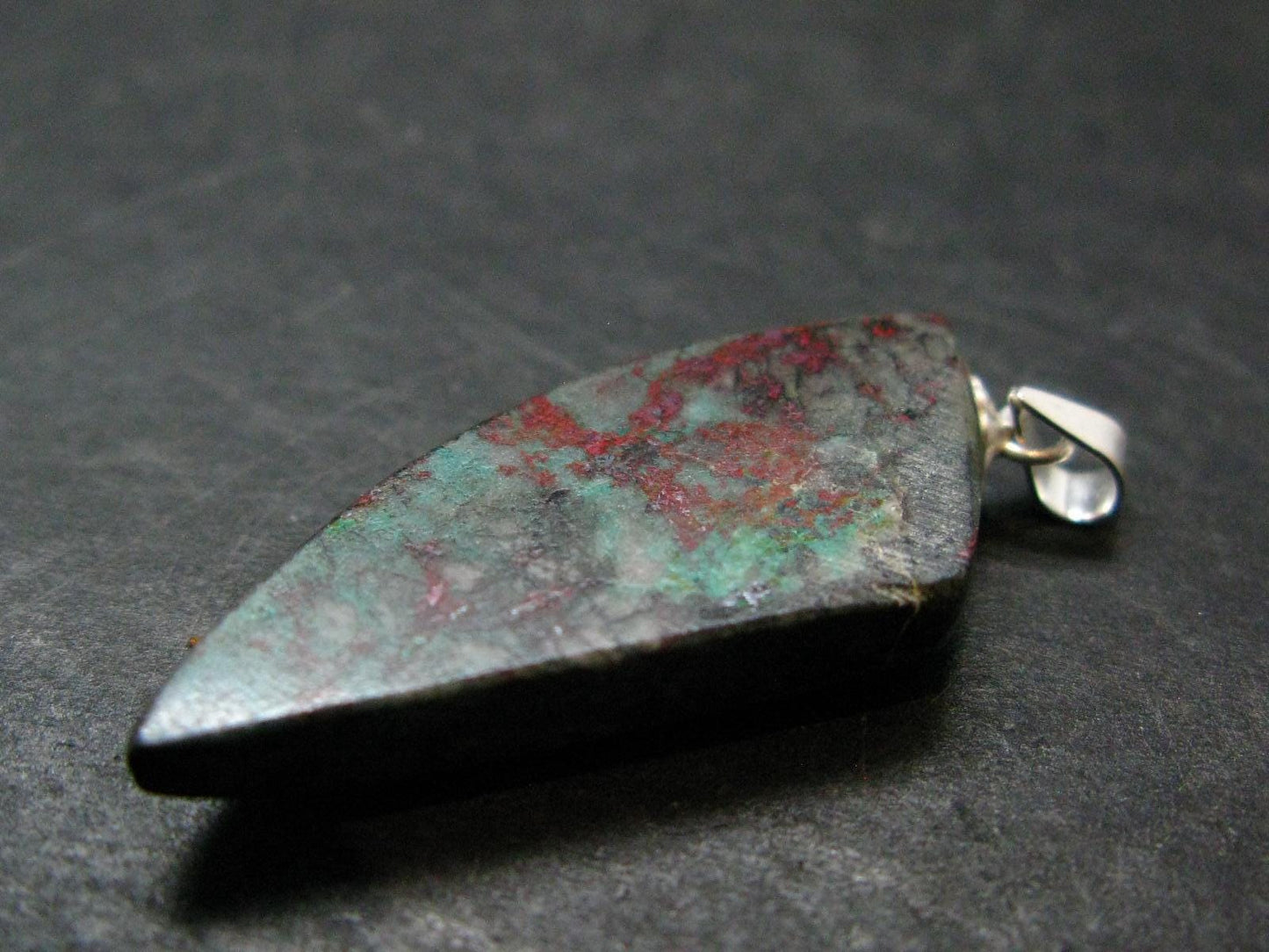 Crimson Cuprite w/ Chrysocola Silver Pendant from Mexico - 1.5" - 3.80 Grams