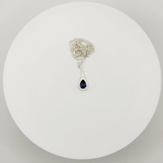 Teardrop London Blue Topaz Necklace – Sterling Silver with Accents - 2.46 Grams