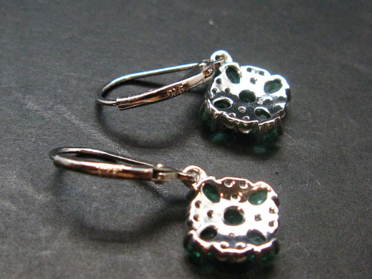 Gem Emerald Faceted Earrings In Sterling Silver - 1.70 Carats