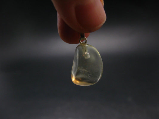 Gem Libyan Desert Glass Tektite Pendant Sterling Silver from Libya - 1.0" - 2.9 Grams