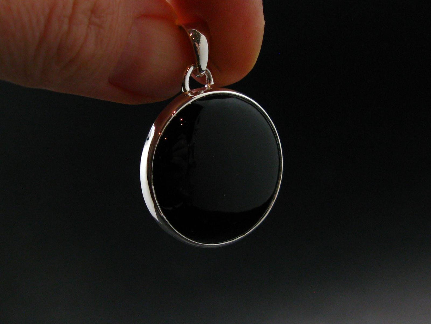 Black Onyx Silver Plated Pendant From Brazil - 6.88 Grams
