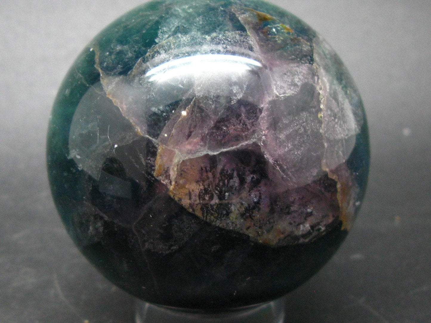 Gem Purple + Green Fluorite Sphere from China - 2.5"
