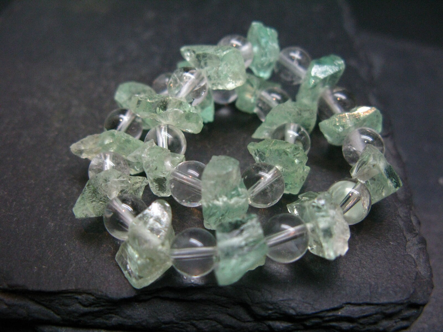 Hiddenite Spodumene & Quartz Genuine Bracelet ~ 7 Inches ~ 10mm Crystal Beads