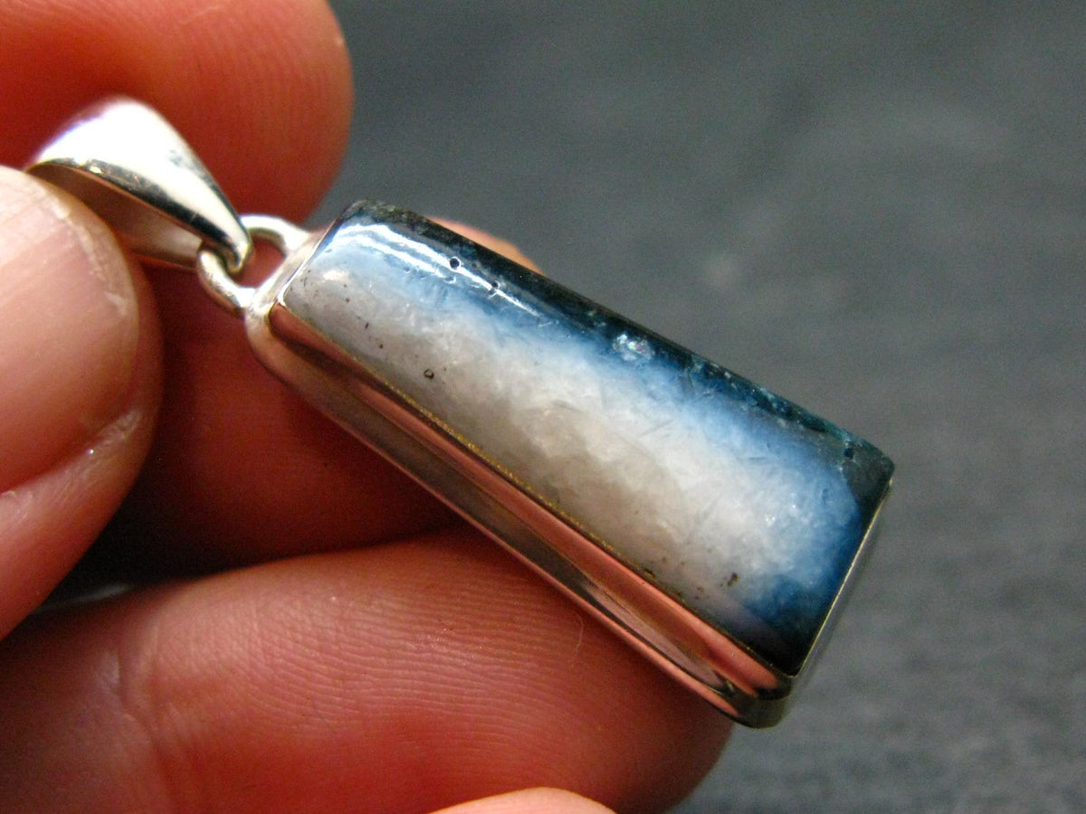 Blue Ice Glacierite Silver Pendant from Indonesia - 1.3" - 4.68 Grams