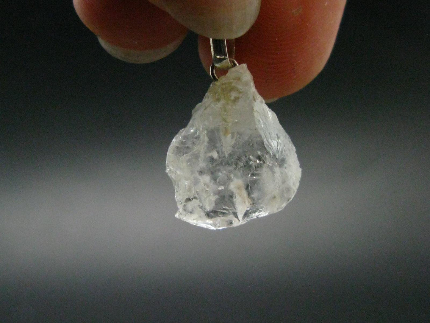 Goshenite Beryl Crystal 925 Silver Pendant From Brazil - 0.9" - 2.0 Grams