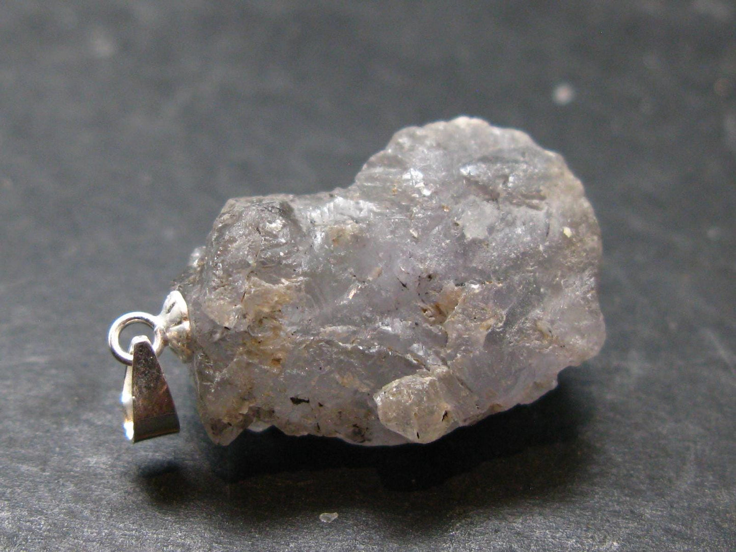 Gray Herderite Silver Pendant from Africa - 1.2" - 6.49 Grams