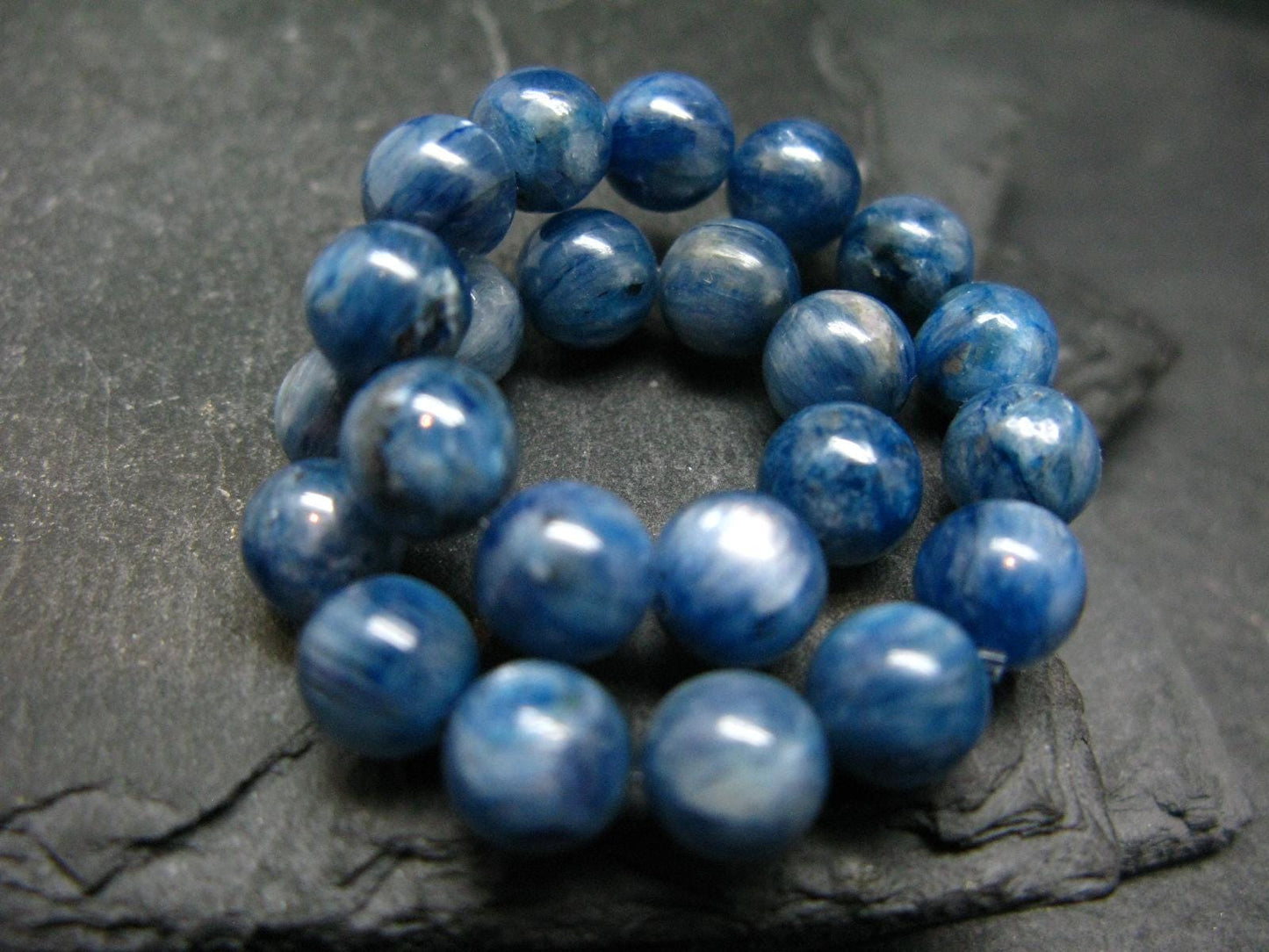 Blue Kyanite Genuine Bracelet ~ 7 Inches ~ 8mm Round Beads
