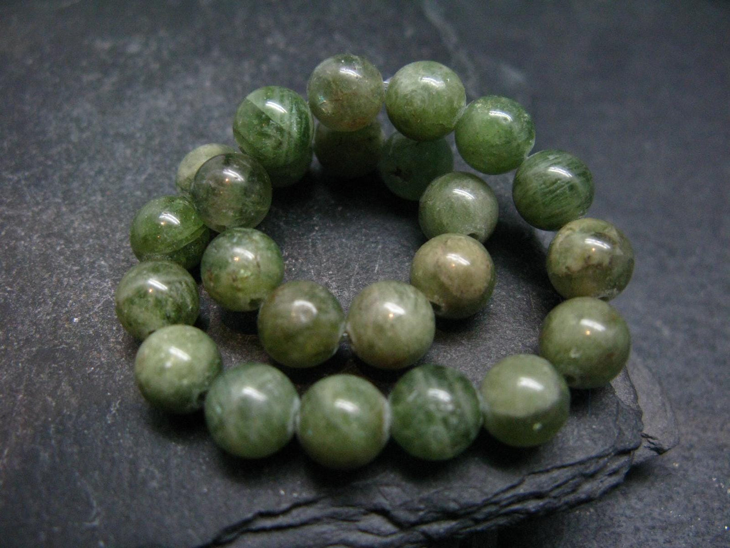 Green Kyanite Genuine Bracelet ~ 7 Inches ~ 8mm Round Beads