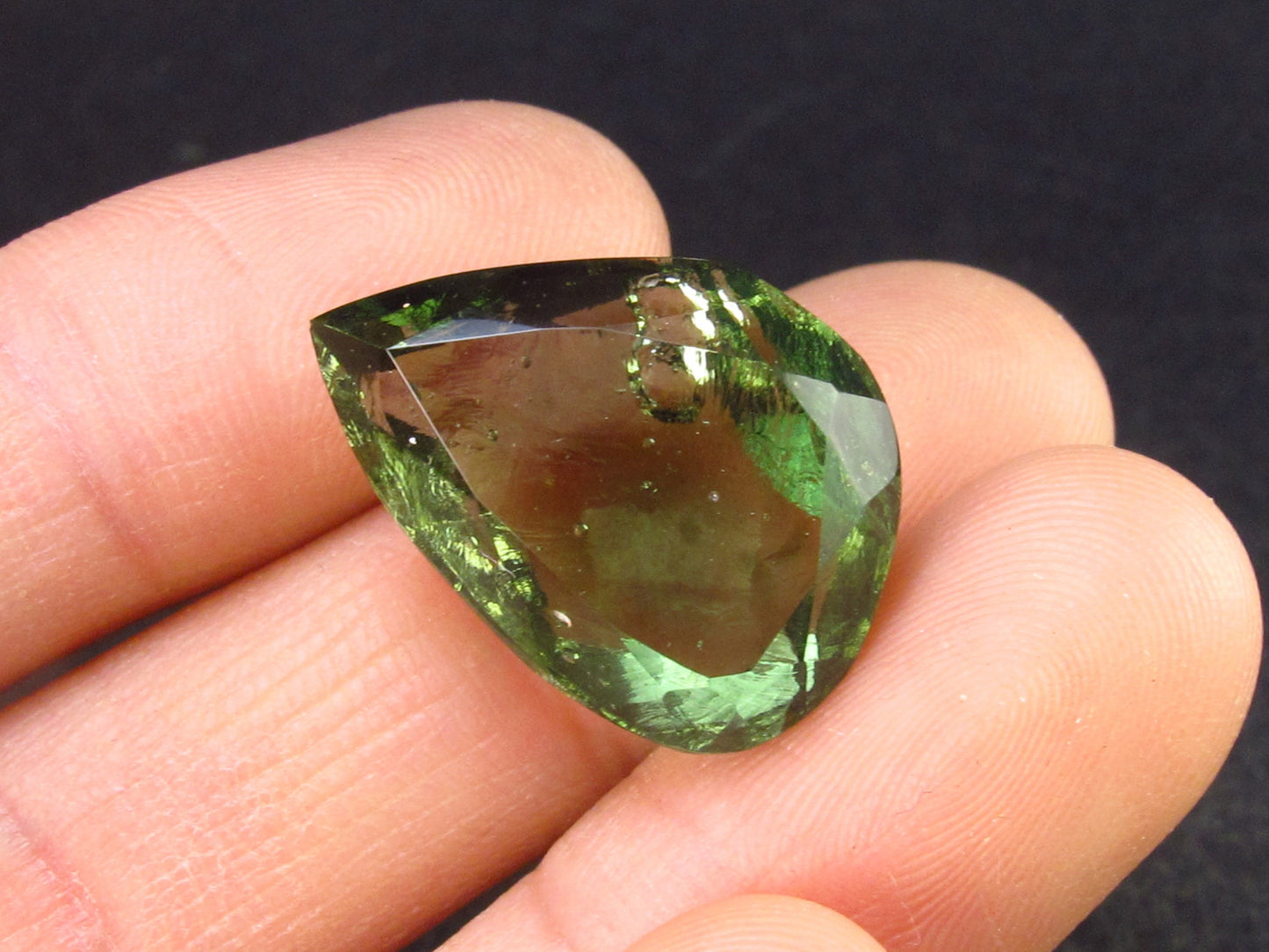 Moldavite Tektite Gem Cut Facetted Stone from Czech Republic - 14.95 Carats - 21x15mm