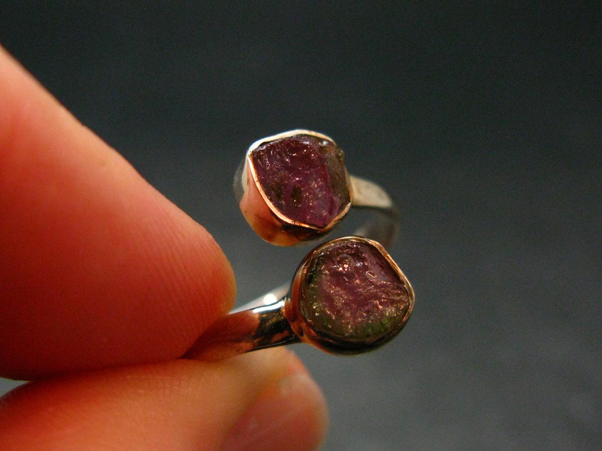 Watermelon Tourmaline Sterling Silver Ring - Size 9 - 2.29 Grams