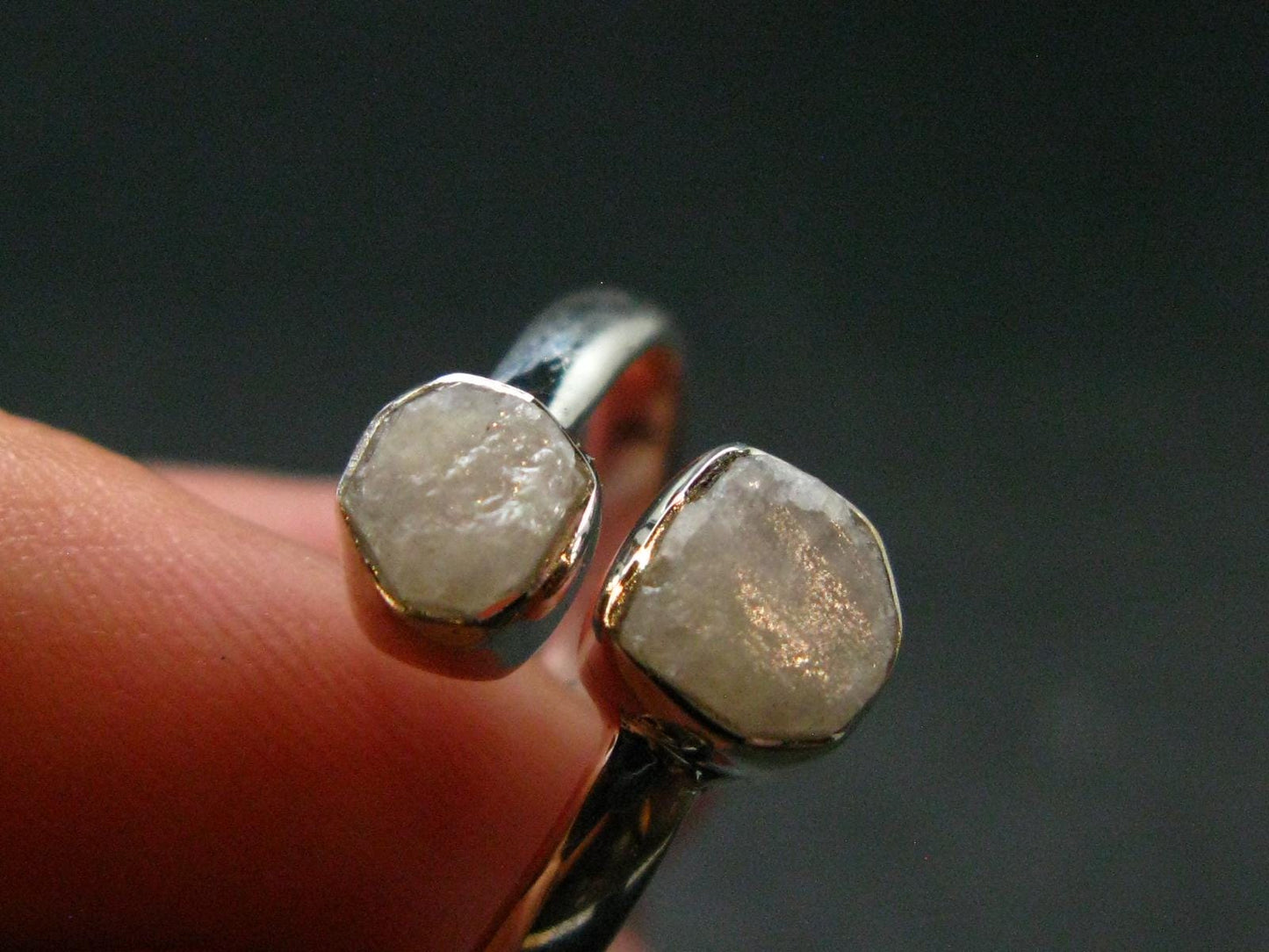 Very Rare White Cryolite 925 Silver Ring from Greenland - Size 9 - 2.53 Grams