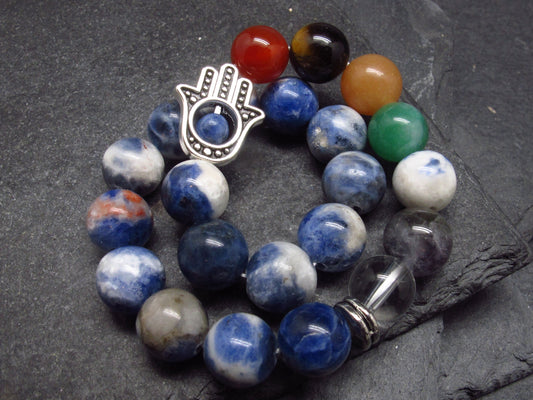 7 Chakra & Sodalite Genuine Bracelet ~ 7 Inches ~ 8mm Round Beads