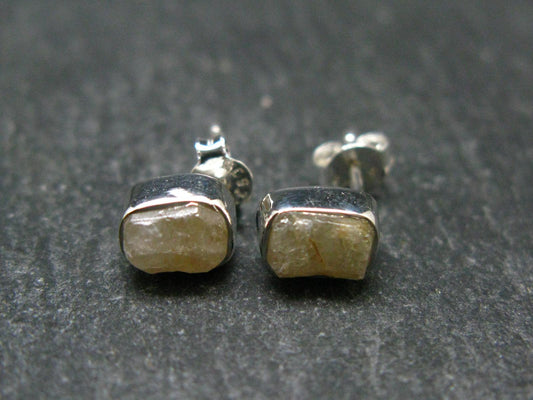 Herderite Stud Earrings Sterling Silver From Brazil - 1.50 Grams