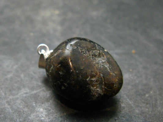 Very Rare Sterling Silver Nuumite Nuummite Pendant From Greenland - 1.0" - 5.0 Grams
