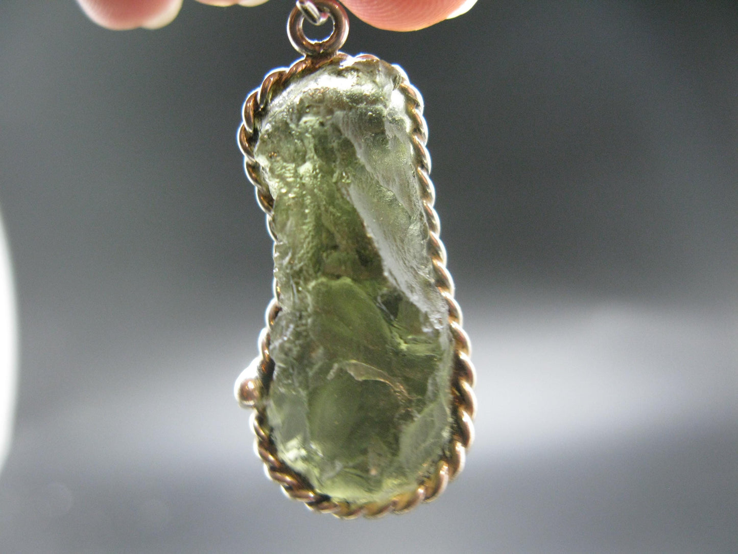 Moldavite Tektite Silver Pendant from Czech Republic - 1.7" - 6.54 Grams